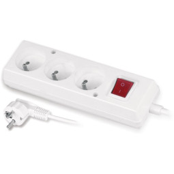 Przedłużacz z trzykrotnym gniazdem z wyłącznikiem 3x2p+Z 10A 5m biały