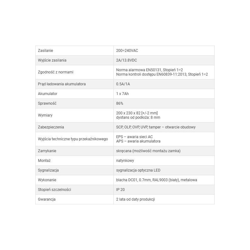 ZASILACZ BUFOROWY IMPULSOWY GRADE 2 Pulsar HPSG2-12V2A-B