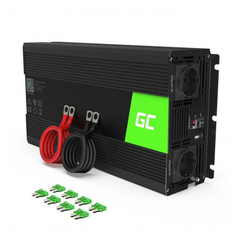 PRZETWORNICA NAPIĘCIA INWERTER Green Cell 24V / 230V 1500W/3000W MODYFIKOWANA SINUSOIDA INV24