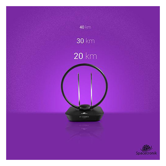 Antena pokojowa DVB-T2 Spacetronik Locus TV zasilacz 45dB