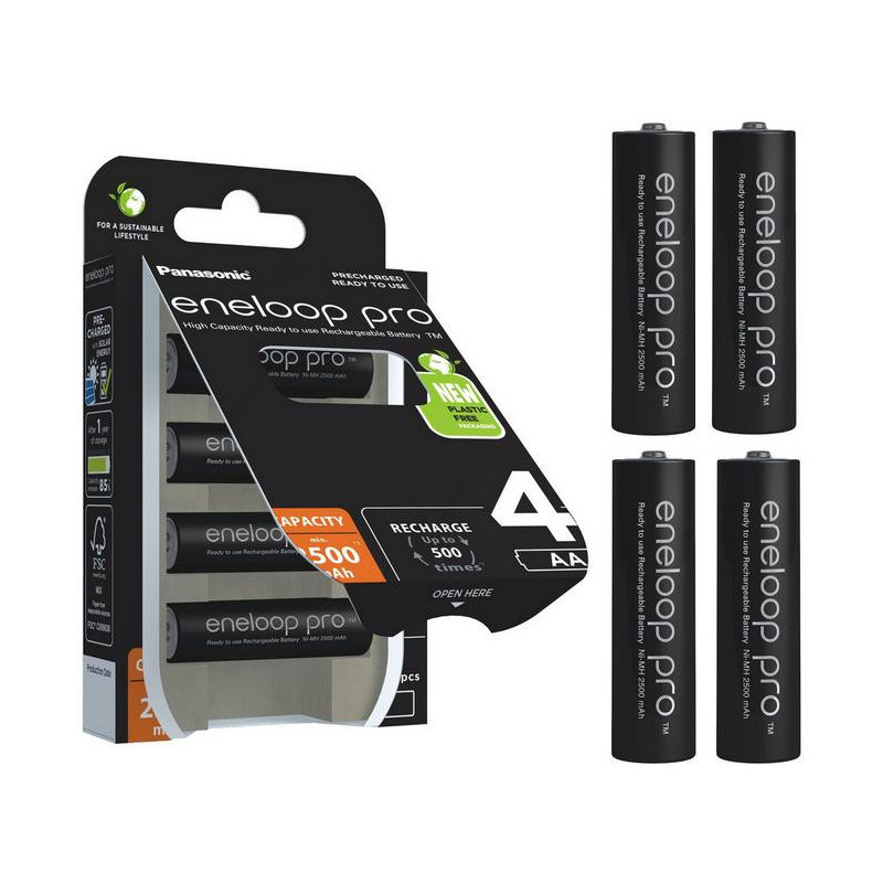 Akumulatorki R6 / AA Panasonic Eneloop PRO 2500mAh Ni-MH BK-3HCDE/4BE (blister 4 szt.)