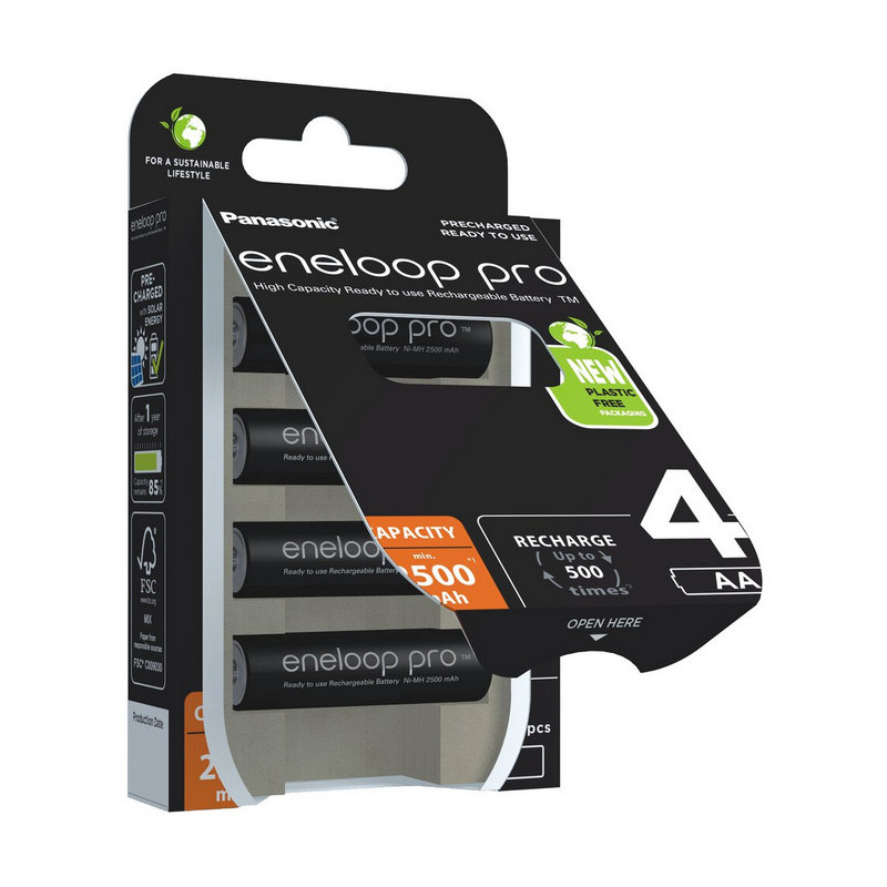 Akumulatorki R6 / AA Panasonic Eneloop PRO 2500mAh Ni-MH BK-3HCDE/4BE (blister 4 szt.)