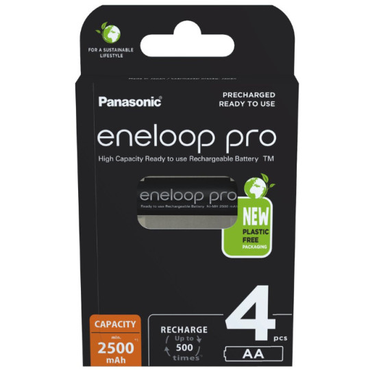 Akumulatorki R6 / AA Panasonic Eneloop PRO 2500mAh Ni-MH BK-3HCDE/4BE (blister 4 szt.)