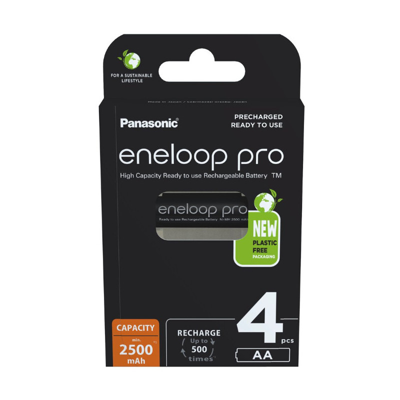 Akumulatorki R6 / AA Panasonic Eneloop PRO 2500mAh Ni-MH BK-3HCDE/4BE (blister 4 szt.)