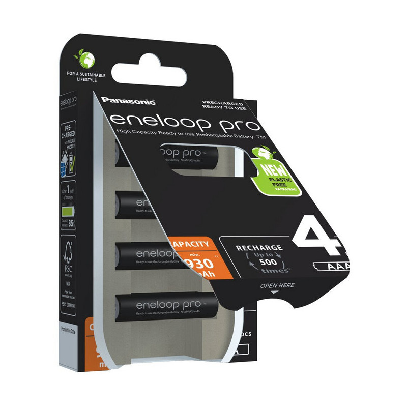 Akumulatorki R03 / AAA Panasonic Eneloop PRO 930mAh Ni-MH BK-4HCDE/4BE (blister 4 szt.)
