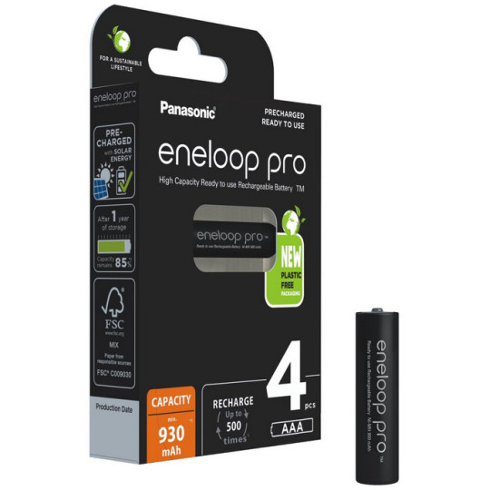 Akumulatorki R03 / AAA Panasonic Eneloop PRO 930mAh Ni-MH BK-4HCDE/4BE (blister 4 szt.)
