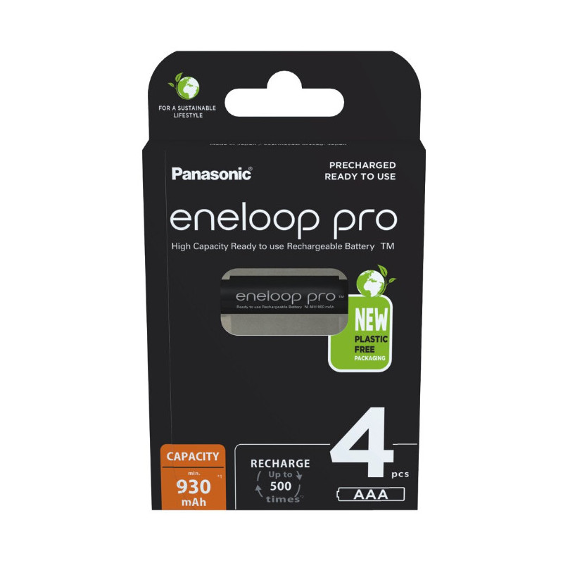 Akumulatorki R03 / AAA Panasonic Eneloop PRO 930mAh Ni-MH BK-4HCDE/4BE (blister 4 szt.)