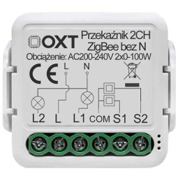 Moduł OXT mini przekaźnik 2 obw. bez N ZigBee TUYA T272