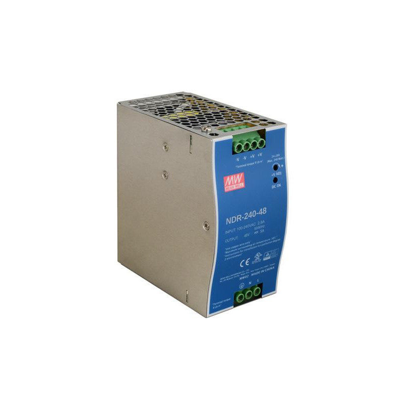 ZASILACZ IMPULSOWY NA SZYNĘ DIN MEAN WELL NDR-240-48 48V/240W/5A