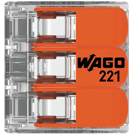 Szybkozłączka uniwersalna LINKA/DRUT 3x 0,2-4mm2 WAGO 221-413 (Paczka 50szt.)