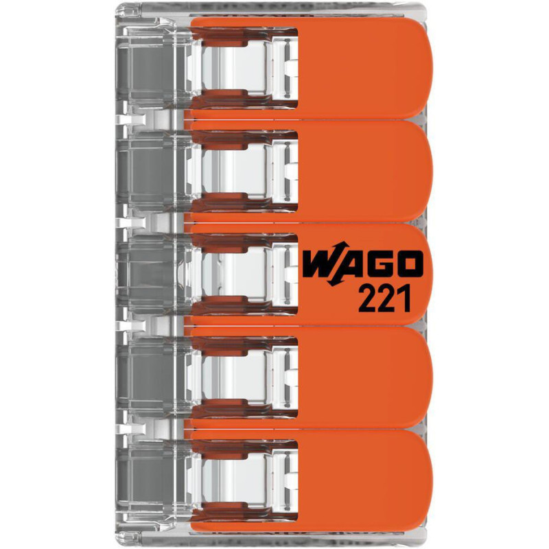 Szybkozłączka uniwersalna LINKA/DRUT 5x 0,2-4mm2 WAGO 221-415 (Paczka 25szt.)