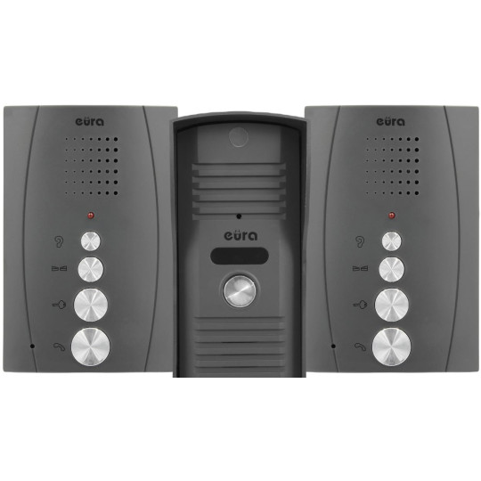 DOMOFON ''EURA'' ADP-51A3 ''DIFESA'' - 1-rodzinny, 2 unifony, interkom, grafit
