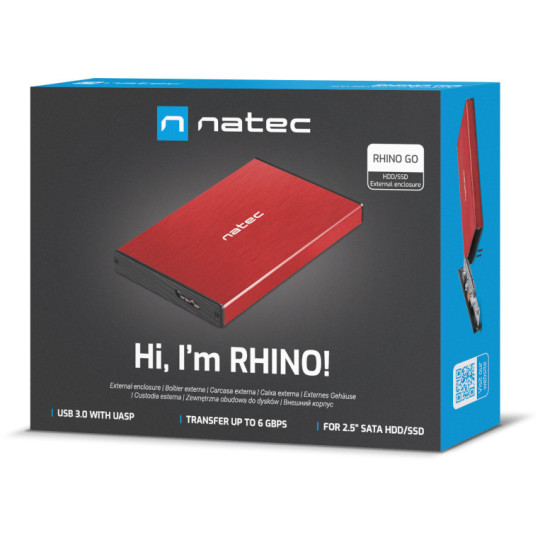 Zewnętrzna obudowa dysku Natec Rhino Go SATA 2.5cala USB 3.0 Czerwony
