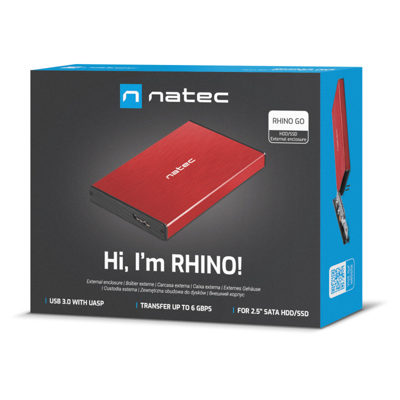 Zewnętrzna obudowa dysku Natec Rhino Go SATA 2.5cala USB 3.0 Czerwony
