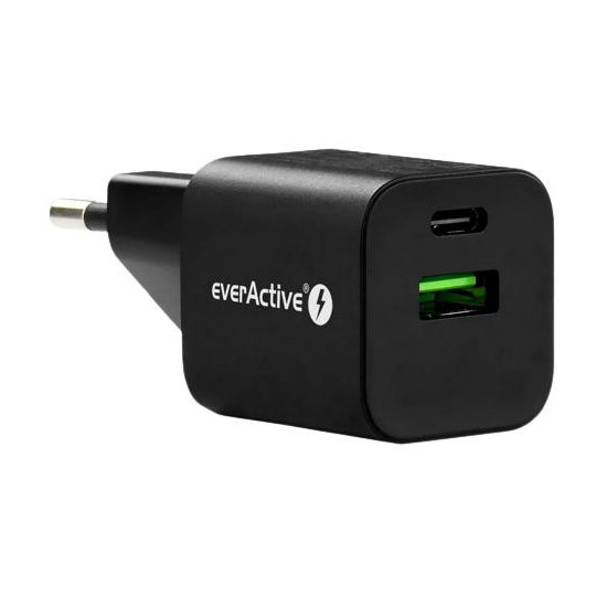 ŁADOWARKA SIECIOWA everActive GaN SC-390QB 30W 1xUSB-C 1xUSB-A PD PPS