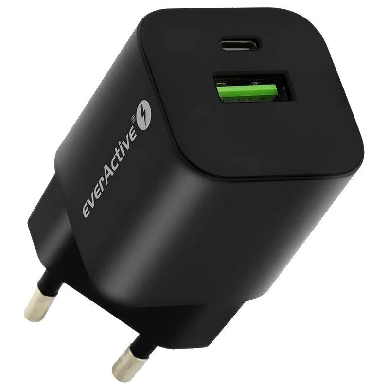 ŁADOWARKA SIECIOWA everActive GaN SC-390QB 30W 1xUSB-C 1xUSB-A PD PPS