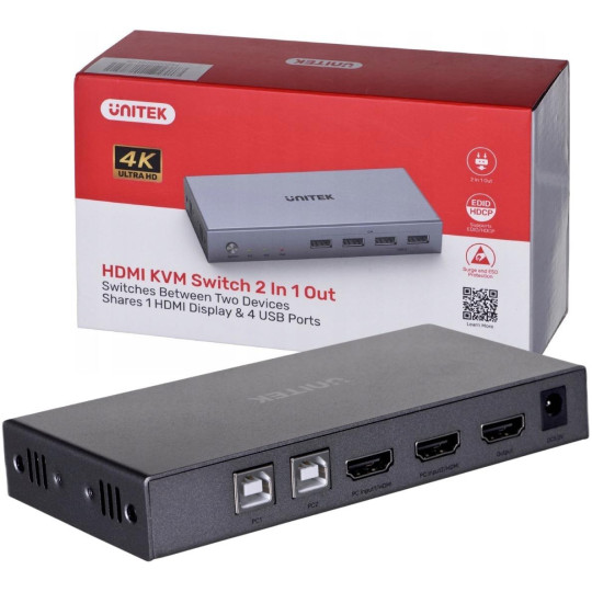 Unitek V307A przełącznik KVM 4K HDMI 2.0 2w1