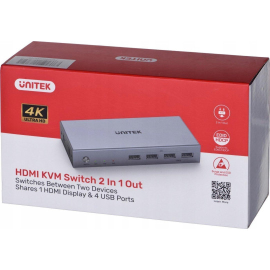 Unitek V307A przełącznik KVM 4K HDMI 2.0 2w1