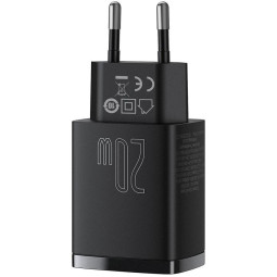 ŁADOWARKA SIECIOWA Baseus Compact Quick Charger CCXJ-B01 20W 1x USB-A 1x USB-C PD 3.0 QC 3.0 CZARNA