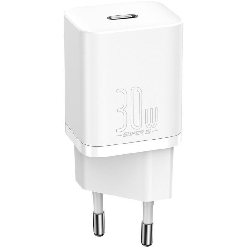 ŁADOWARKA SIECIOWA Baseus Super Si Quick Charger 1C CCSUP-J02 30W 1x USB-C PD 3.0 QC 3.0 BIAŁA