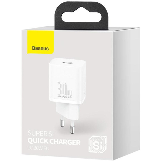 ŁADOWARKA SIECIOWA Baseus Super Si Quick Charger 1C CCSUP-J02 30W 1x USB-C PD 3.0 QC 3.0 BIAŁA