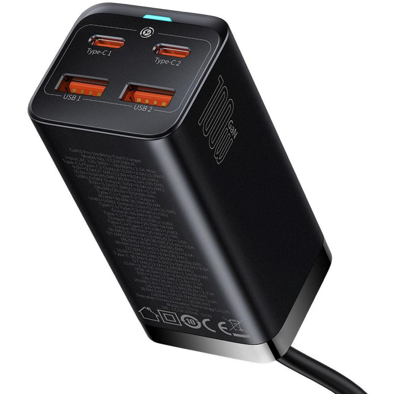 ŁADOWARKA SIECIOWA Baseus GaN 3 Pro Desktop Charger CCGP000101 100W 2x USB-A 2x USB-C PD 3.0 QC 4.0+