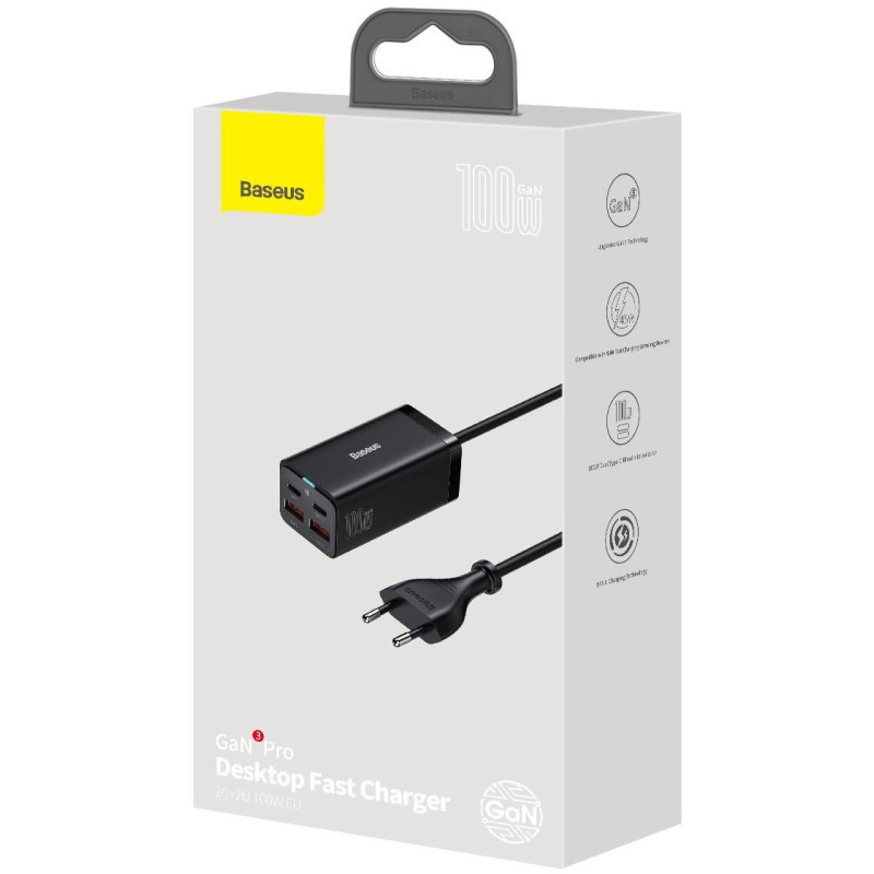 ŁADOWARKA SIECIOWA Baseus GaN 3 Pro Desktop Charger CCGP000101 100W 2x USB-A 2x USB-C PD 3.0 QC 4.0+