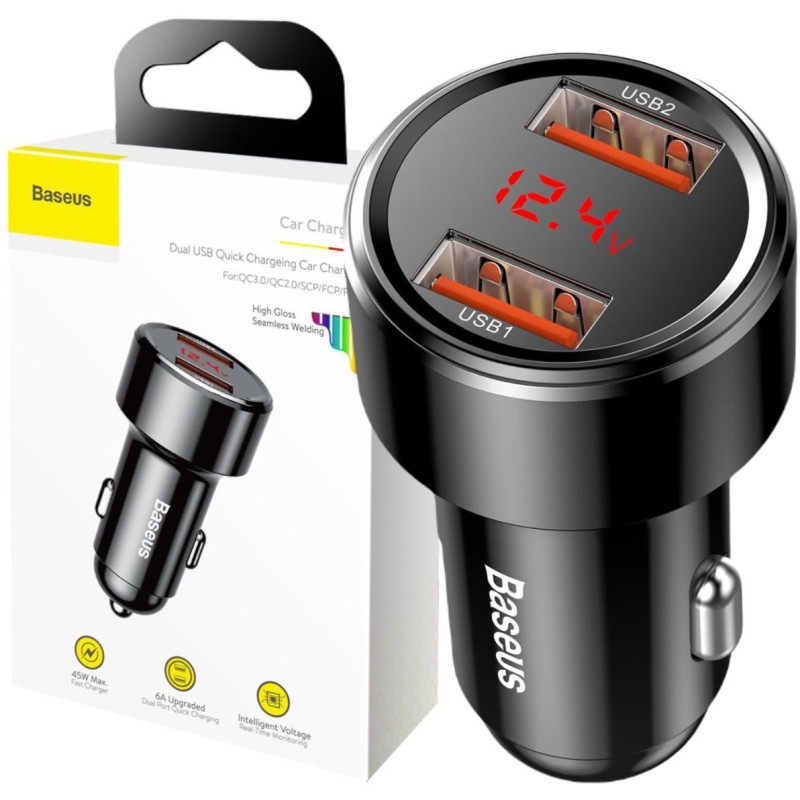 ŁADOWARKA SAMOCHODOWA Baseus Magic CCMLC20A-01 45W 6A 2x USB-A QC 3.0