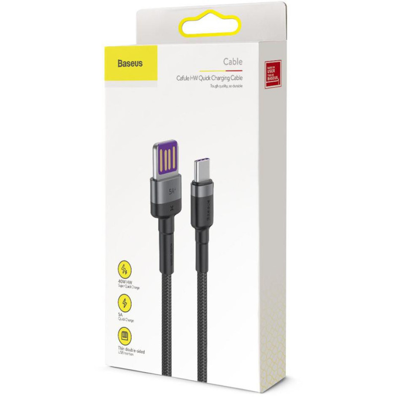 KABEL USB-A / USB-C Baseus Cafule CATKLF-PG1 100cm SuperCharge 40W 5A QC 3.0 W OPLOCIE