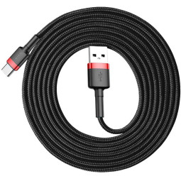 KABEL USB-A / USB-C Baseus Cafule CATKLF-C91 200cm 2A QC 3.0 CZARNO-CZERWONY W OPLOCIE
