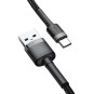 KABEL USB-A / USB-C Baseus Cafule CATKLF-UG1 300cm 2A QC 3.0 CZARNO-SZARY W NYLONOWYM OPLOCIE