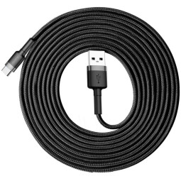 KABEL USB-A / USB-C Baseus Cafule CATKLF-UG1 300cm 2A QC 3.0 CZARNO-SZARY W NYLONOWYM OPLOCIE