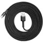 KABEL USB-A / USB-C Baseus Cafule CATKLF-UG1 300cm 2A QC 3.0 CZARNO-SZARY W NYLONOWYM OPLOCIE