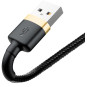 KABEL USB-A / Lightning iPhone Baseus Cafule CALKLF-BV1 100cm Apple 2.4A CZARNO-ZŁOTY W OPLOCIE