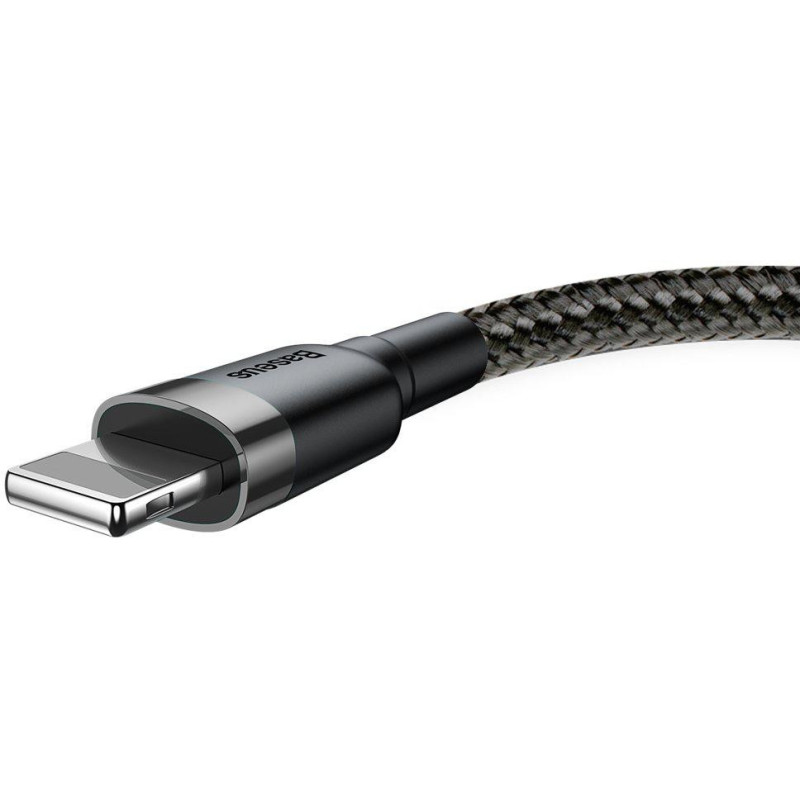 KABEL USB-A / Lightning iPhone Baseus Cafule CALKLF-CG1 200cm Apple 1.5A CZARNO-SZARY W OPLOCIE