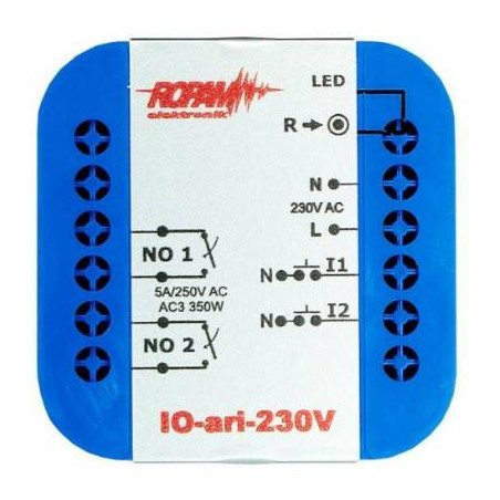 ROPAM IO-ari-230V bezprzewodowy, douszkowy, dwukanałowy sterownik  230VAC, 2xNO, 2xIN (N).