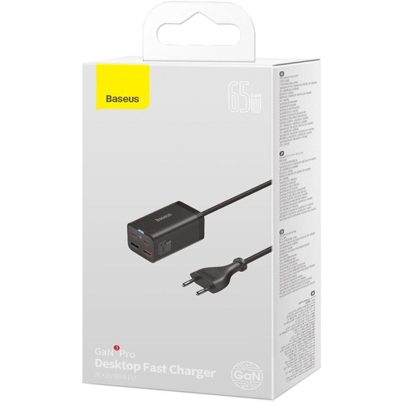 ŁADOWARKA SIECIOWA Baseus GaN 3 Pro Desktop Charger CCGP040101 65W 2x USB-A 2x USB-C PD 3.0 QC 4.0