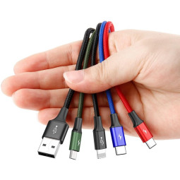 KABEL 4w1 USB-A / Lighting iPhone 2x USB-C micro-USB Baseus Cafule CA1T4-B01 1.2m 3.5A W OPLOCI