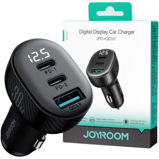 Ładowarka samochodowa Joyroom JR-CCD04 30W 4A 2x USB-C 1x USB-A PD QC 3.0