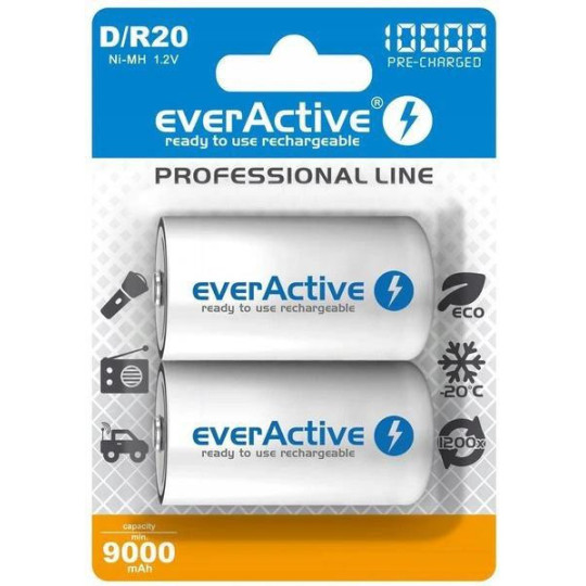 Akumulatorki D / R20 Ni-MH everActive 10000mAh Professional Line (box 2 szt.)