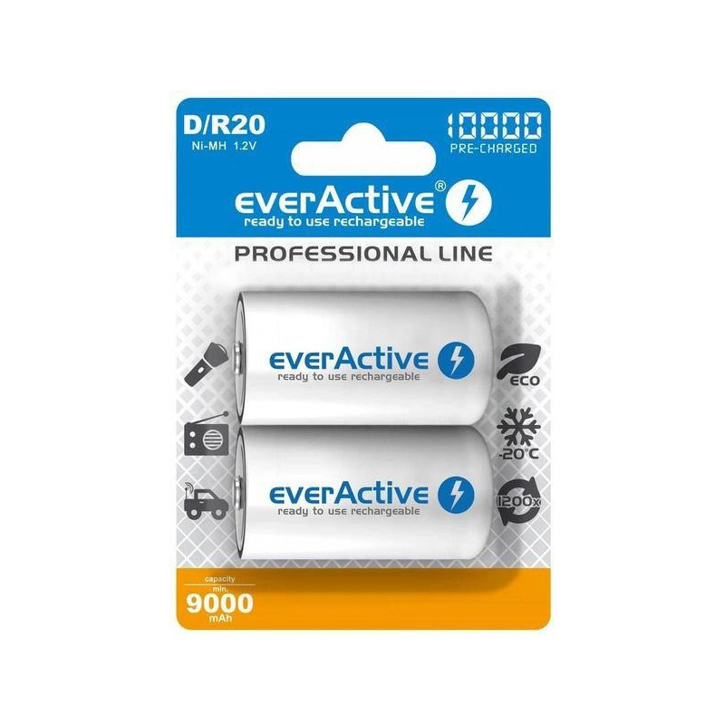 Akumulatorki D / R20 Ni-MH everActive 10000mAh Professional Line (box 2 szt.)