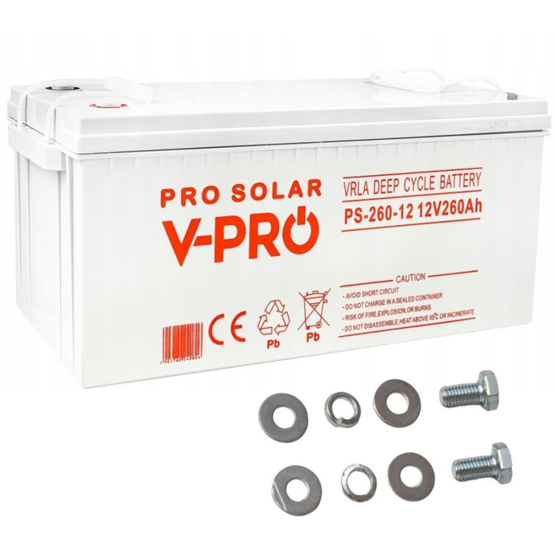 AKUMULATOR VOLT POLSKA DEEP CYCLE VPRO SOLAR 12V 260AH VRLA BEZOBSŁUGOWY