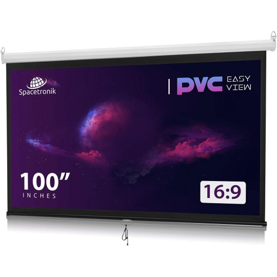 Ekran projekcyjny zwijany ręcznie 100" 16:9 PVC 1.0 Gain 160°