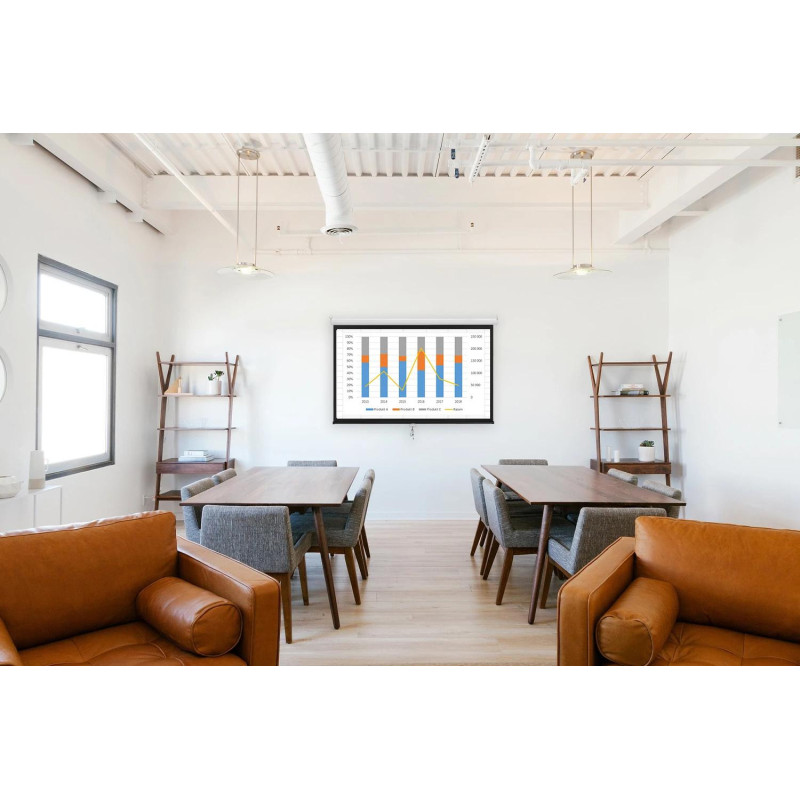 Ekran projekcyjny zwijany ręcznie 100" 16:9 PVC 1.0 Gain 160°