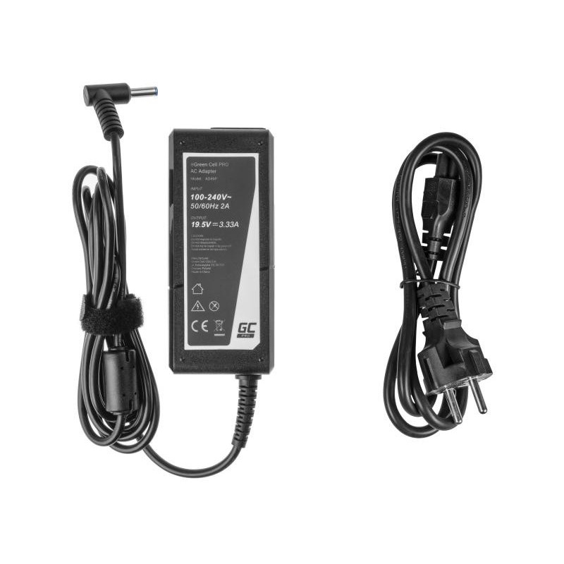 ZASILACZ ŁADOWARKA DO LAPTOPA HP Green Cell PRO AD49P 19,5V 3,33A 65W 4,5mm/3,0mm