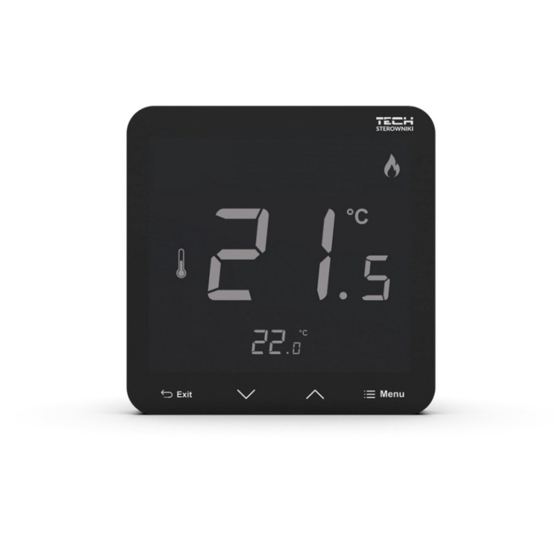 Bezprzewodowy regulator pokojowy zasilany 230v dopuszkowy czarny R-8PZ PLUS Tech Sterowniki