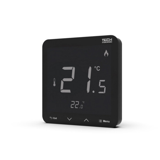 Bezprzewodowy regulator pokojowy zasilany 230v dopuszkowy czarny R-8PZ PLUS Tech Sterowniki