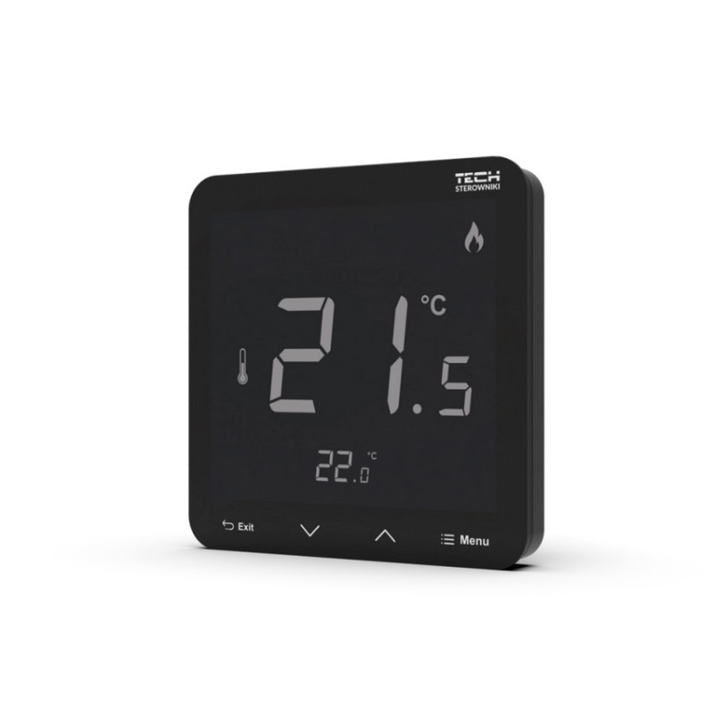 Bezprzewodowy regulator pokojowy zasilany 230v dopuszkowy czarny R-8PZ PLUS Tech Sterowniki