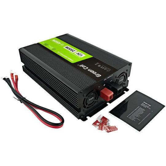 PRZETWORNICA NAPIĘCIA Green Cell PowerInverter LCD 12V / 230V 2000W/4000W CZYSTA SINUSOIDA