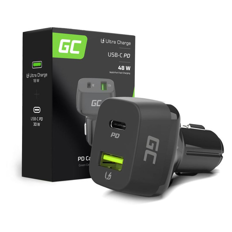 ŁADOWARKA SAMOCHODOWA Green Cell 48W 1x USB-C 1x USB-A Power Delivery 30W Quick Charge 3.0 CAD33